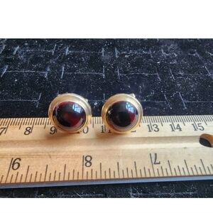 Vintage Hayward Cufflink Set 1/20th 12k Gold Filled Polished Garnet Used